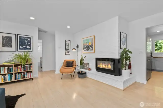 Electric fireplace [provides cozy ambience