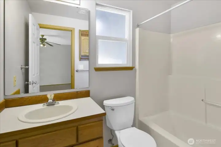 Primary suite has a full bath.