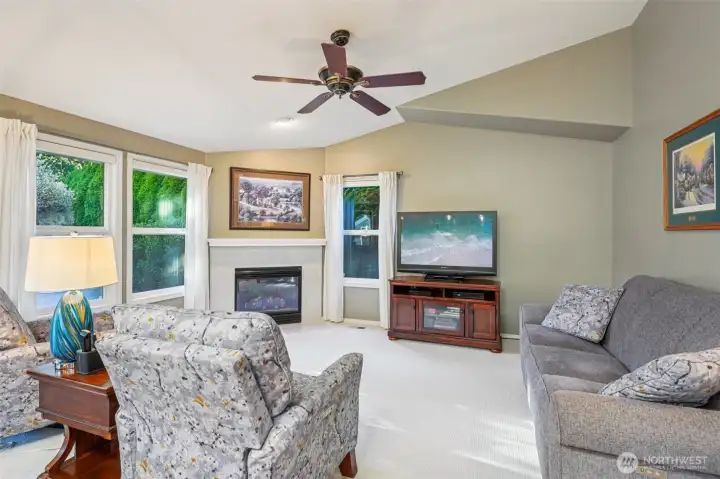 Newly re-faced gas fireplace, new carpet and fresh interior space...just move in!