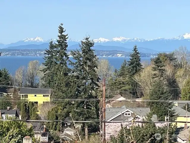 View off deck, Olympic mountains and sound.