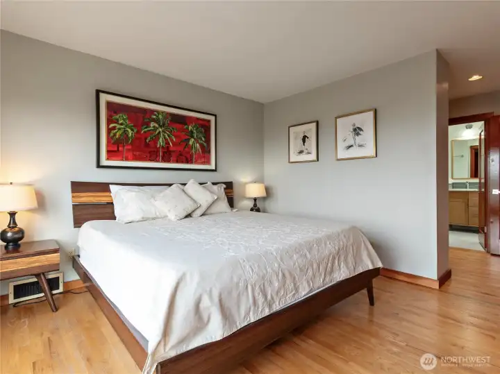 Primary bedroom is spacious!