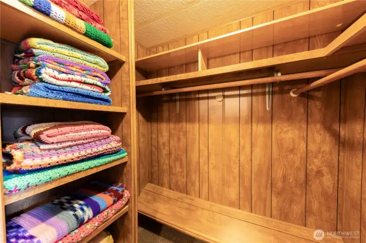 primary walk in closet offers even more storage.