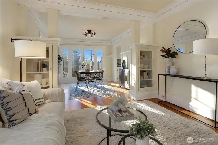 Rich period details showcase beautiful moldings, built-ins, and authentic fixtures throughout.