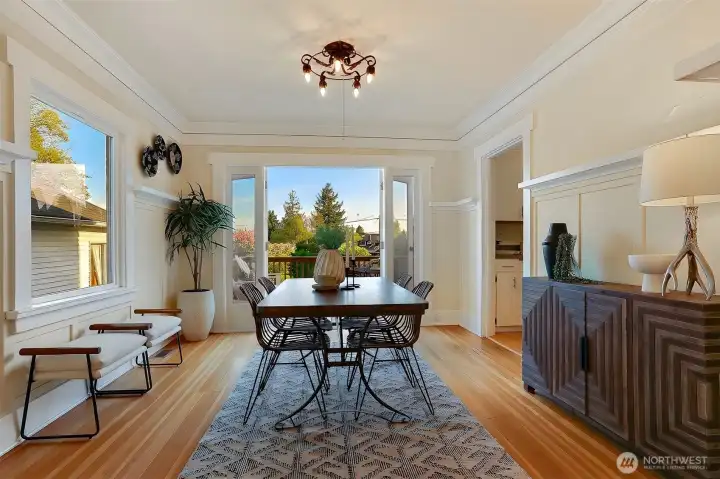 This floor lives large, with the dining room extending out to the back deck for easy indoor-outdoor living.