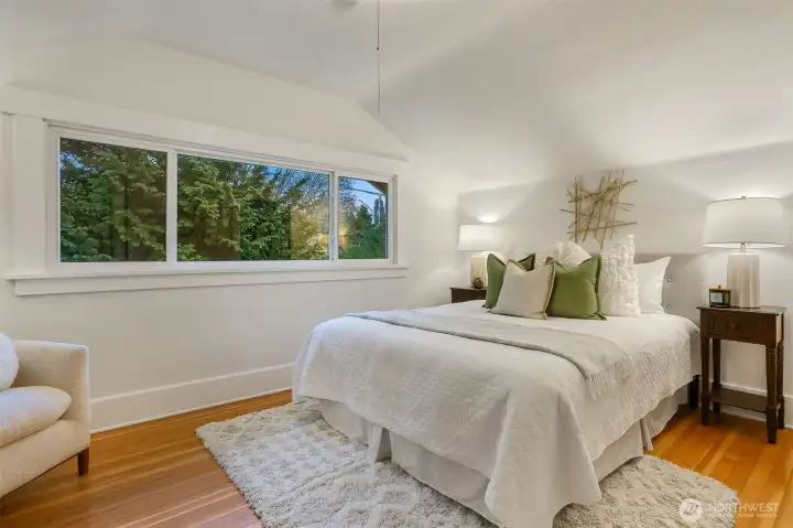 Morning sunshine!  Upstairs bedroom on the east side of the house.