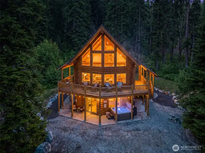 Twilight Exterior of Cabin