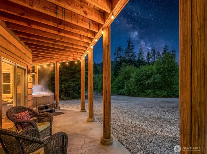 Twilight Lower Covered Patio and Hot Tub