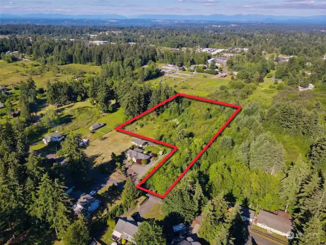 Overhead view with approximate boundaries in red.