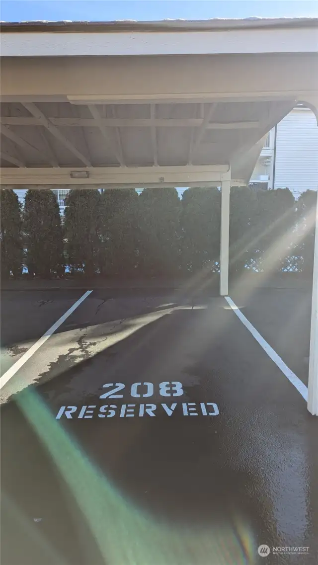 Assigned covered parking spot