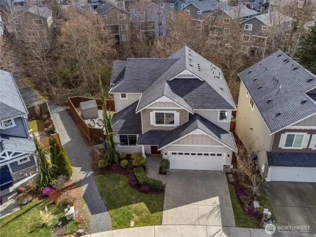 Ariel view shows the prime location in Greenbrooke bordering a huge greenbelt and nature trail.