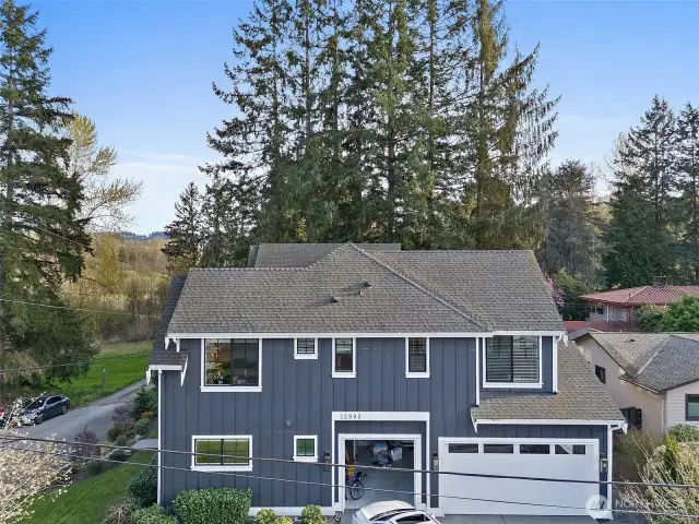 spacious 3 car garage with EV charger