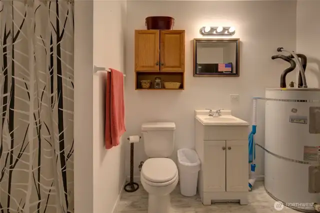 ADU has a bathroom with step in shower.