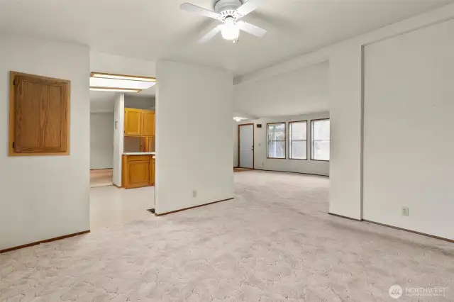 Dining Room looking into Kitchen and front Living Room