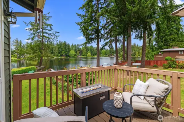 Enjoy the natural tranquility of the lake.  This deck is plumbed for outdoor gas for grills, BBQs, or heaters