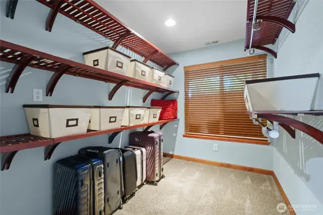 Plenty of room  in this daylight basement walk in closet
