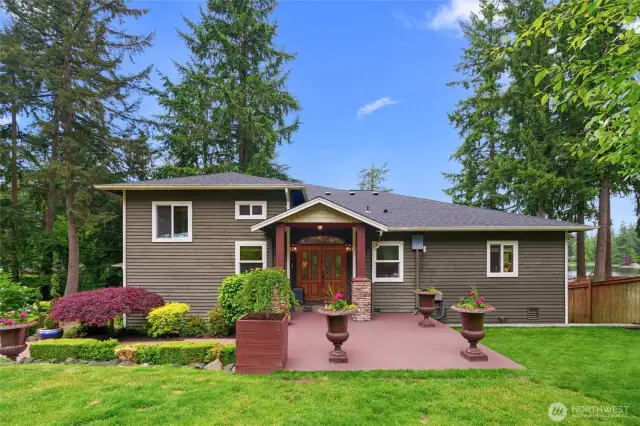 The grounds are professionally landscaped, easy to care for,  and full of color.  French drains around home