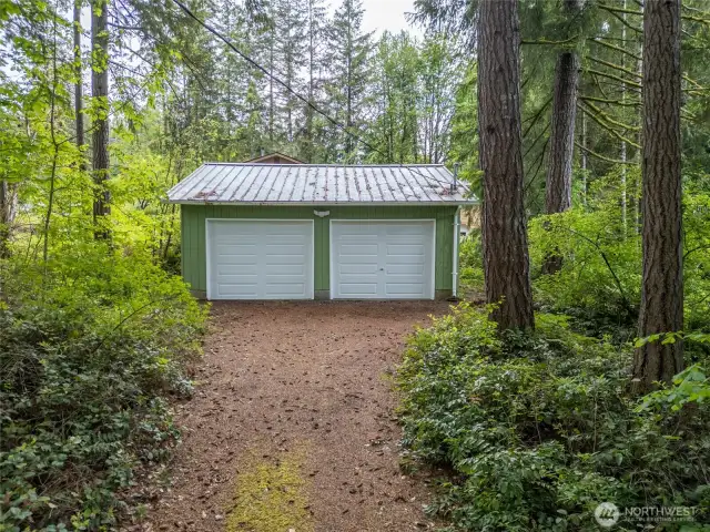 Detached 2 car garage on the front side of the home.