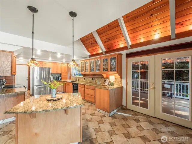 French doors lead out to a covered patio