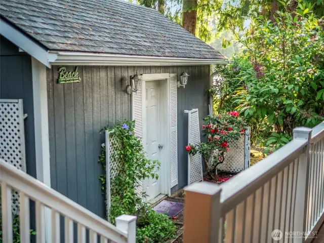 There perfect shed for yard tools and lake toys