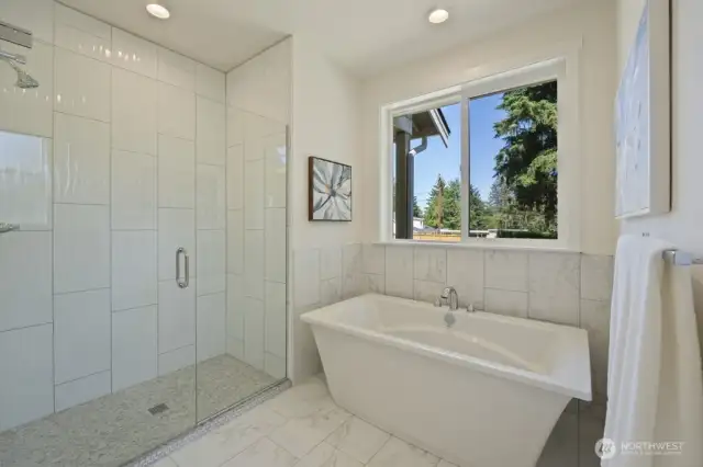 Primary bathroom with large soaking tub