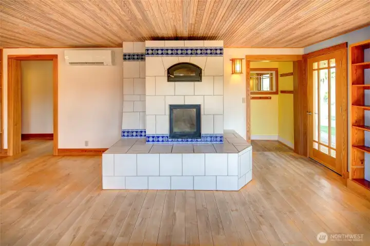 Masonry wood heater is highly efficient.