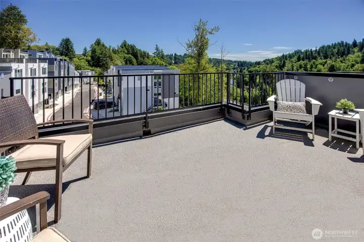 Rooftop deck overing looking Wayne Park and the Sammamish River (view from lot 34, same floorplan)
