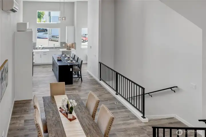 Innovative 1 and a half level floor plan (photos of lot34, same floorplan)