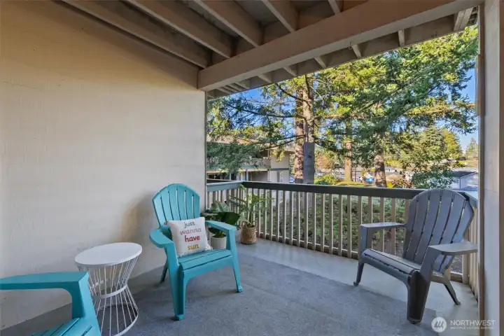 Step outside to your own private covered deck.