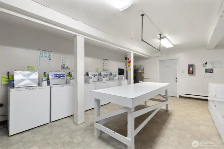 Clean and bright laundry room.