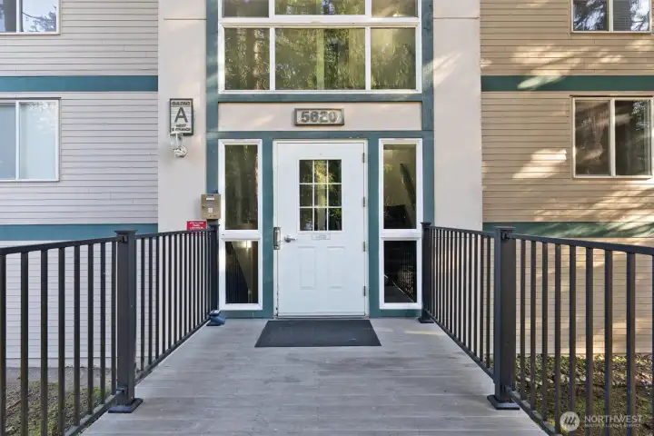 West Entrance to building. This entrance is where keybox is and where you will enter. Guest parking is across from this entrance.