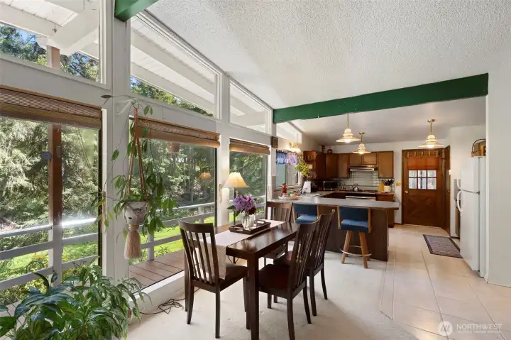 Great room opens to sunlit kitchen