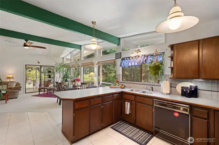 Perfect flow for entertainment, kitchen and great room open to the view deck