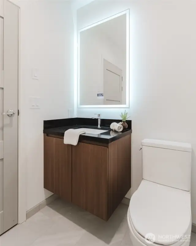 Spacious half bath.