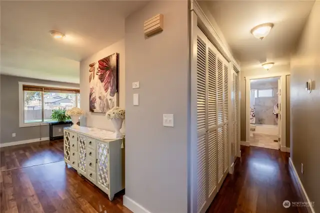 Newer laminate flooring in main areas.