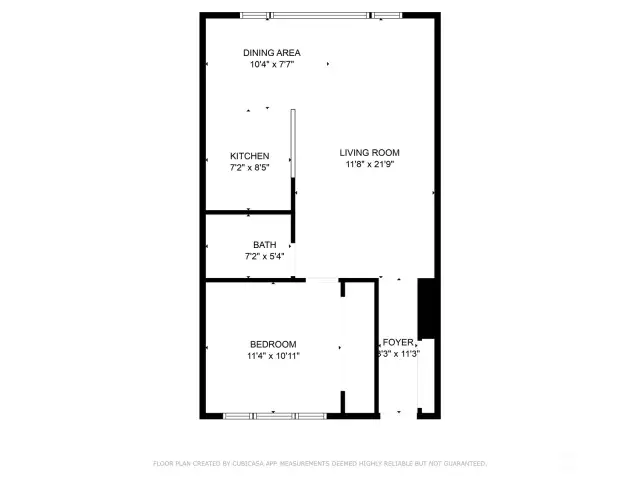 Floor plan for the 633 sqft unit.