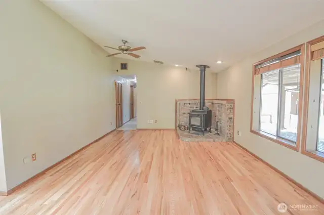 Living room with Wood stove