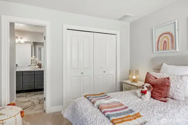 Bedroom #3 has it's own entrance to the recently updated Jack and Jill bathroom.
