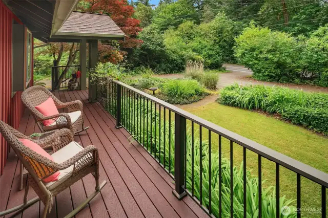 Wonderful spot for morning coffee, this deck faces east.