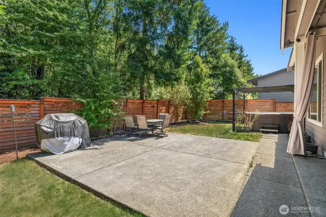 Backyard with patio and spa
