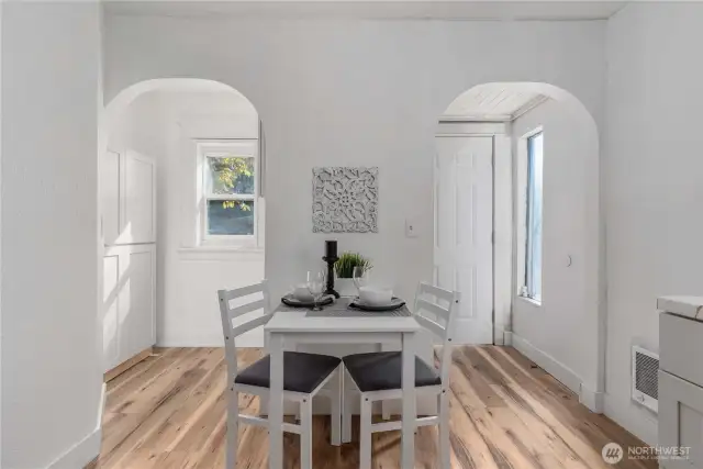 Thoughtfully designed kitchen with room for cafe seating.