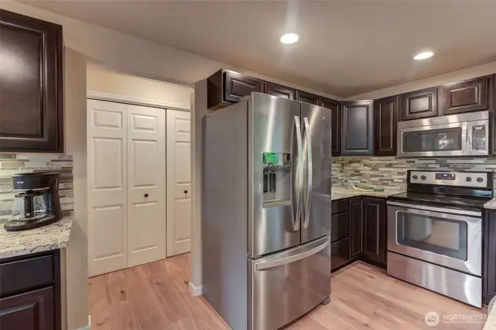 The laundry room and powder room are on the main level.