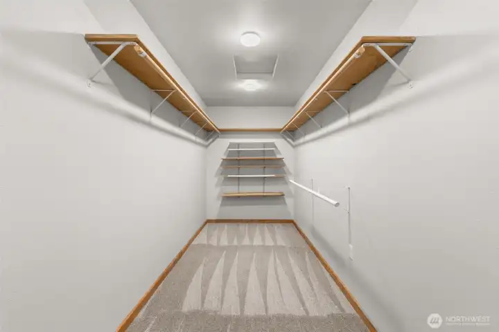 Walk-in closet, super spacious with tons of storage and organization!