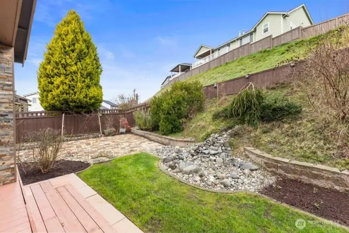 Additional view of the yard and patio area.