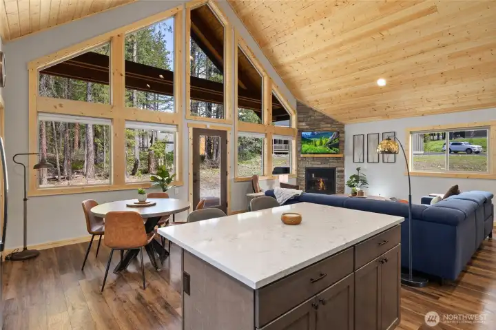 Spacious eat-in kitchen seamlessly connected to the dining area for easy entertaining.