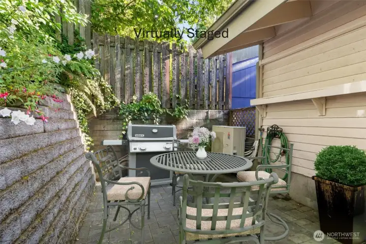 The private patio just off the kitchen was made for summer entertaining — from leisurely al fresco dinners to weekend barbecues with friends.