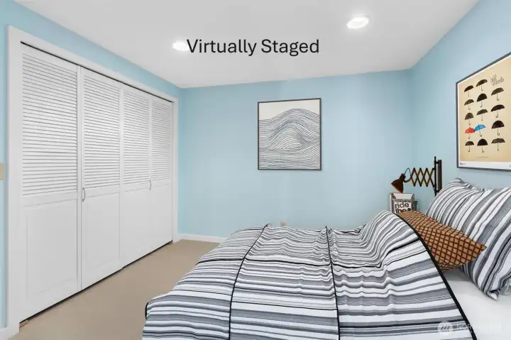 Tucked away and wonderfully quiet, the third bedroom is a restful haven — cool, comfortable, and complete with a large closet for ample storage.