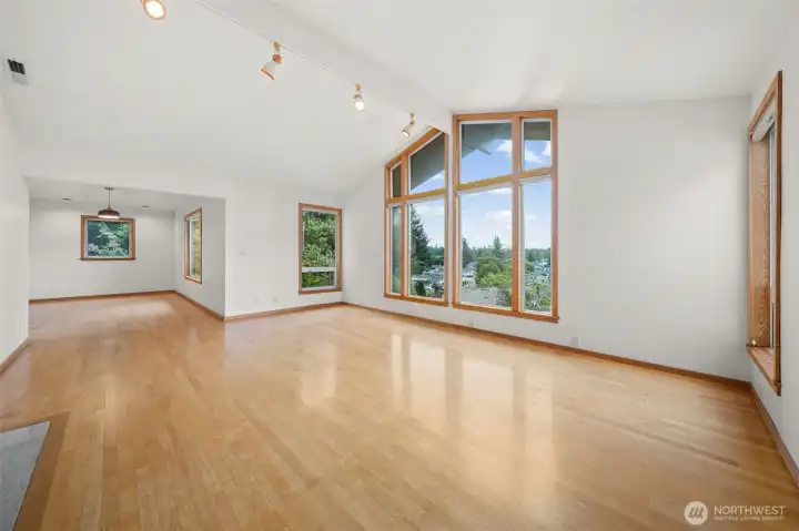 Large living room with views and a beautiful oak hardwood floor. Large living room with views and a beautiful oak hardwood floor.