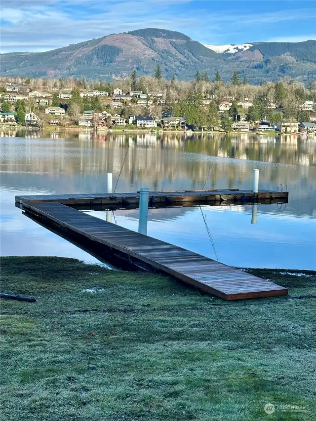 L Shaped dock.  Plenty room for water craft and toys.