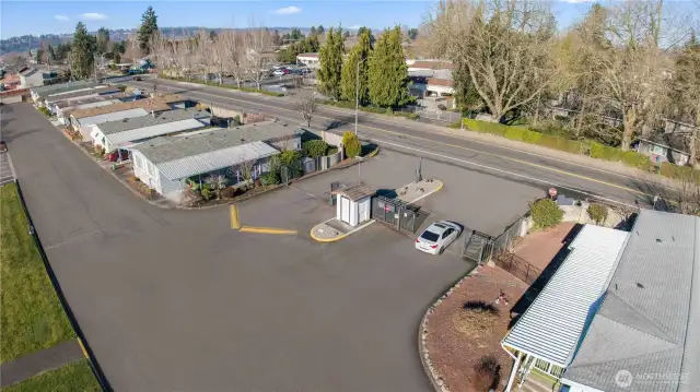 Aerial view of front gate
