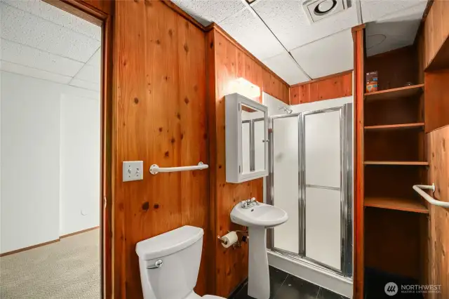 Downstairs 3/4 bath.